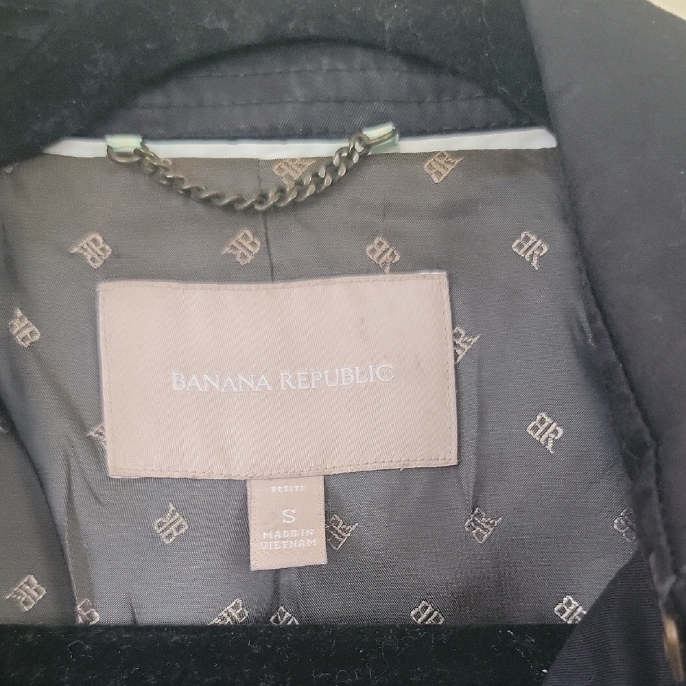 Banana Republic Black Trench Coat Double-Breasted Classic - Picture 2 of 6